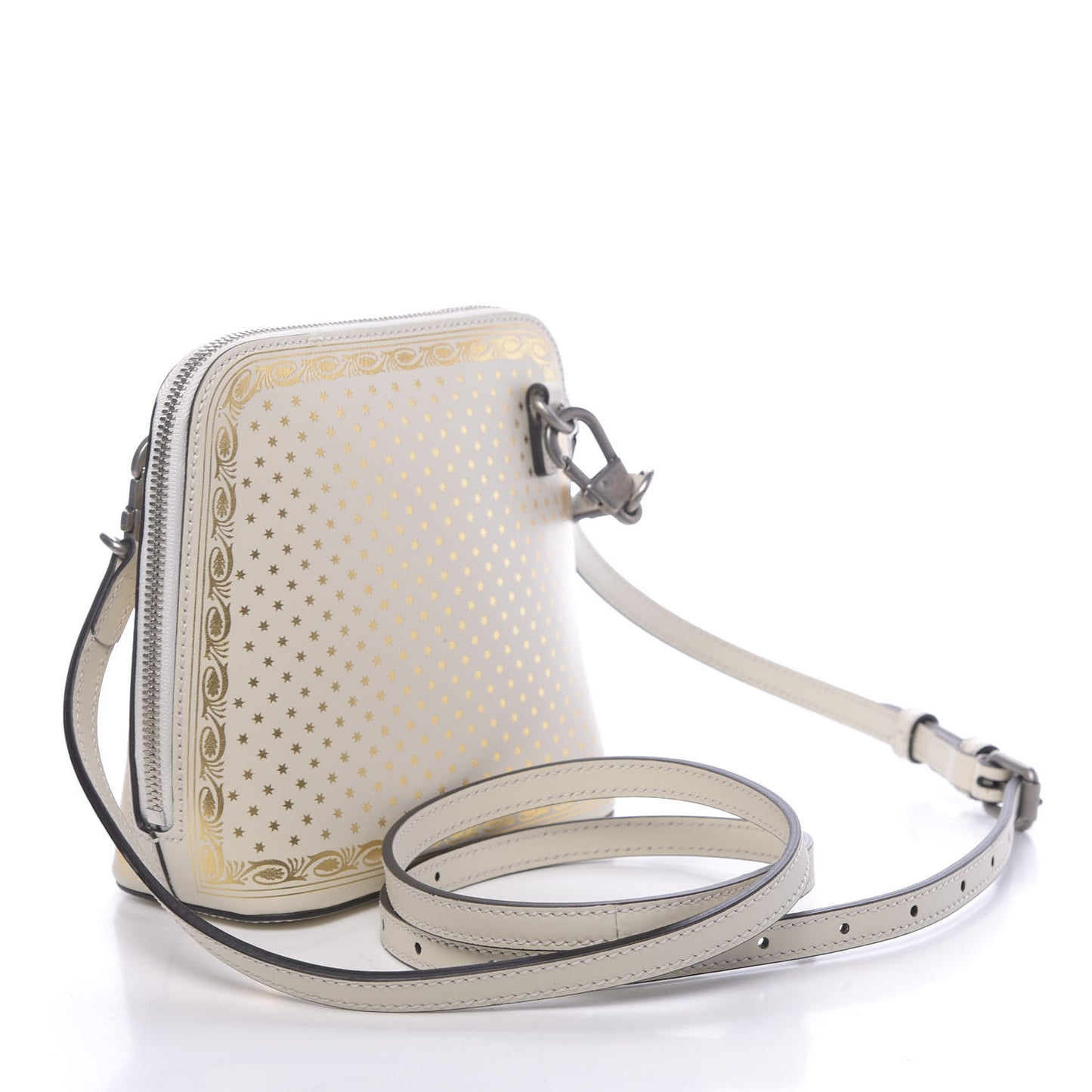 X SEGA Calfskin GUCCY Stars Mini Dome Shoulder Bag Mystic White Gold