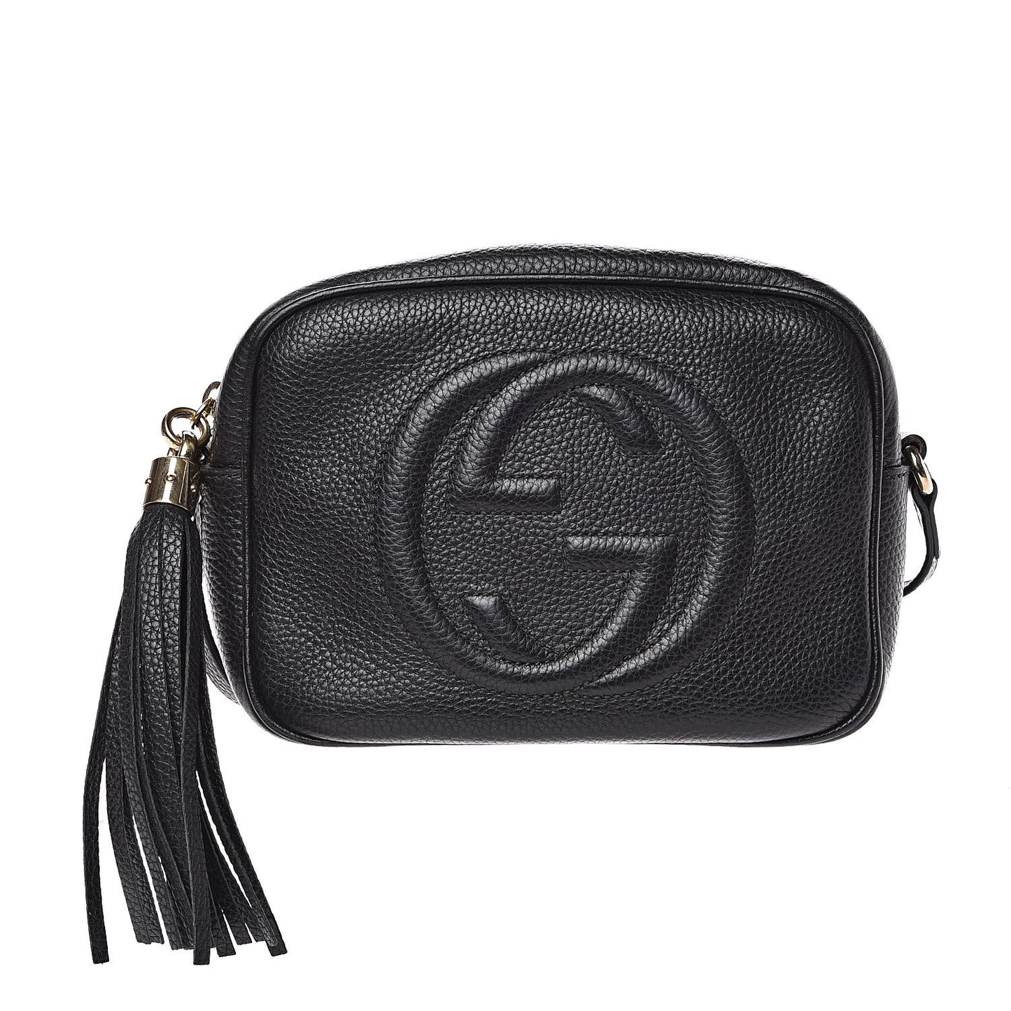 Pebbled Calfskin Small Soho Disco Bag Black