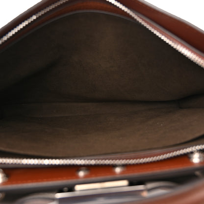 Fendi Cuoio Romano Vitello Cover Glazed Fabric Bi-Color FF 1974 Medium Peekaboo I SEE U Satchel Ghianda Saddler Tobacco Moro 7 of 14