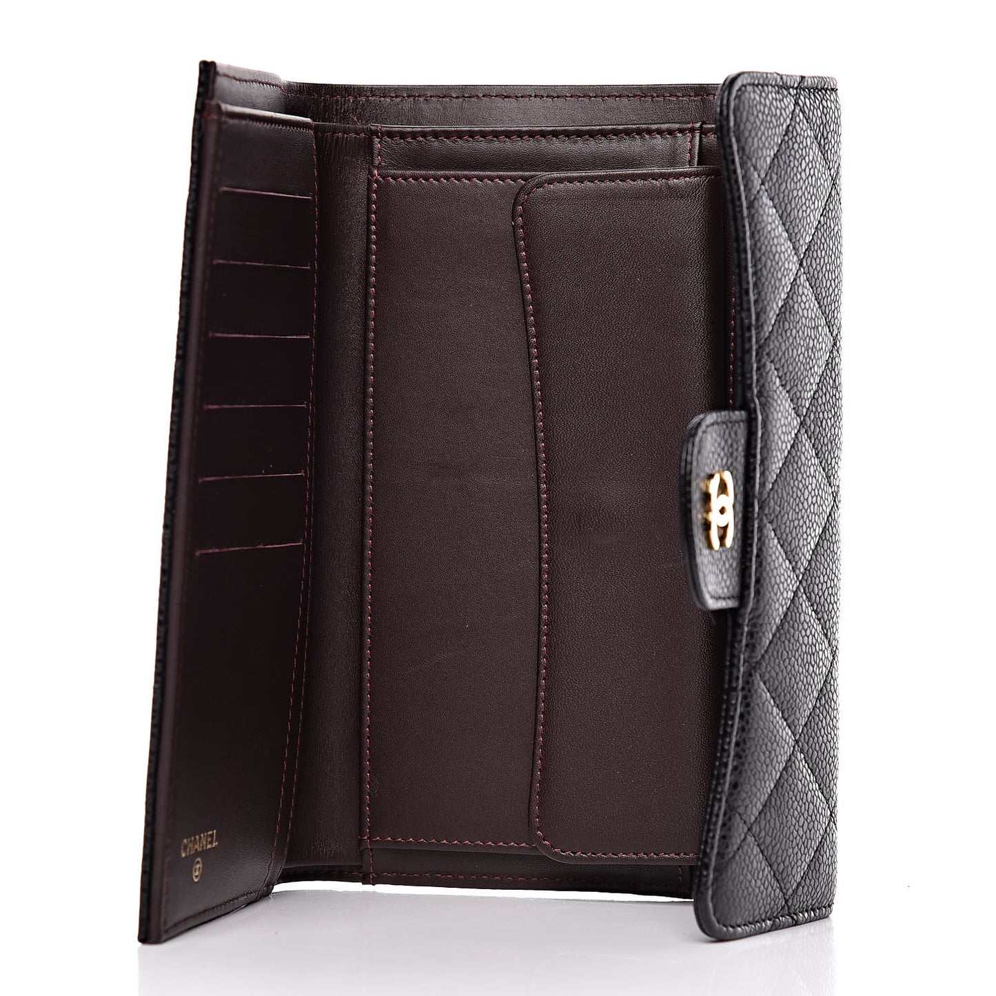 Caviar Quilted Large Flap Wallet Black
