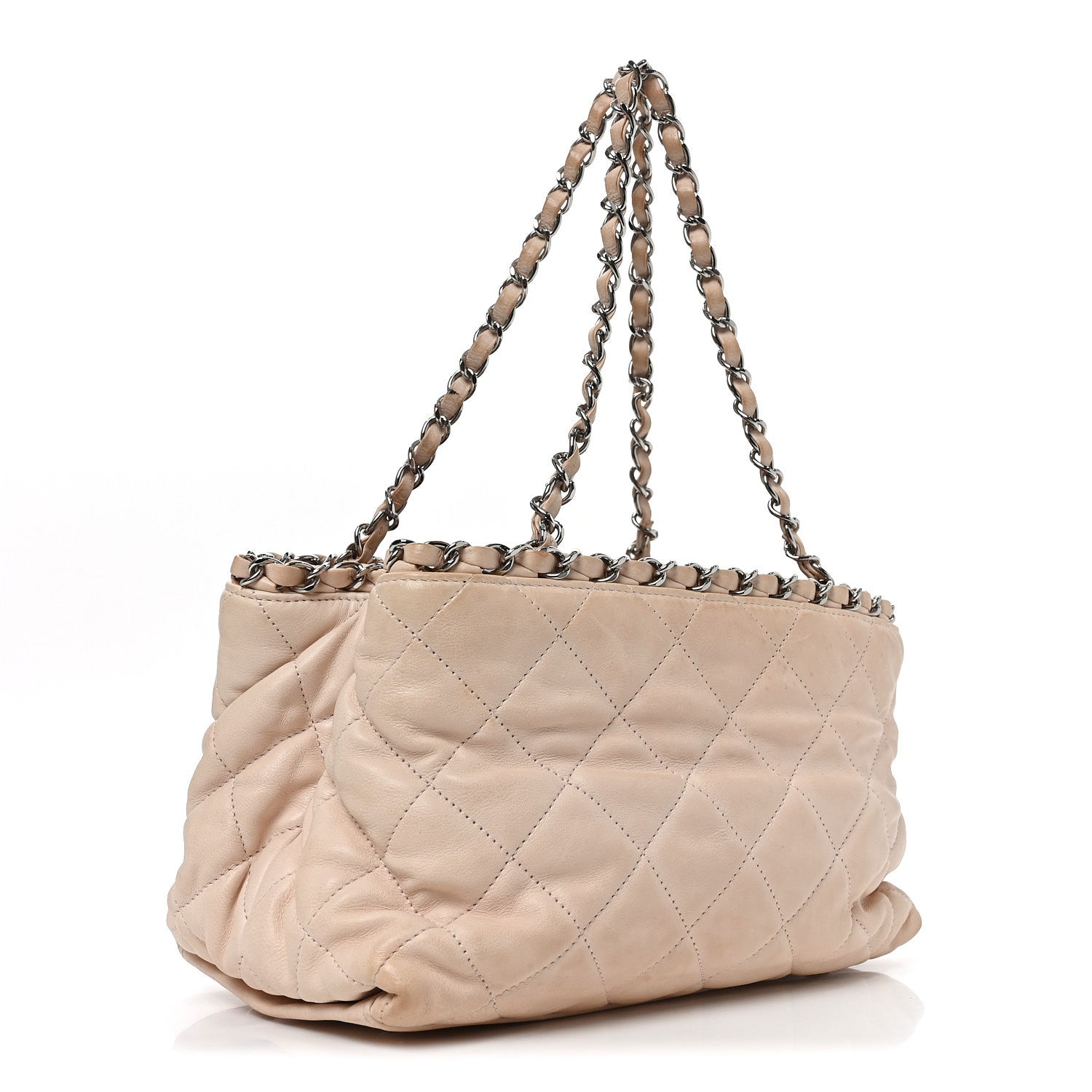 Chanel Lambskin Quilted Mini Chain Me Tote Light Beige 3 of 10