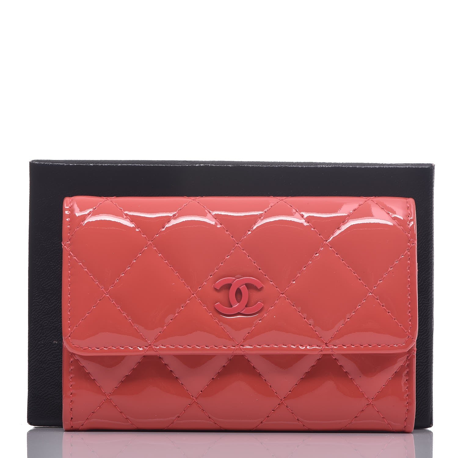 Chanel Patent Quilted Flap Card Holder Dark Pink 9 of 9