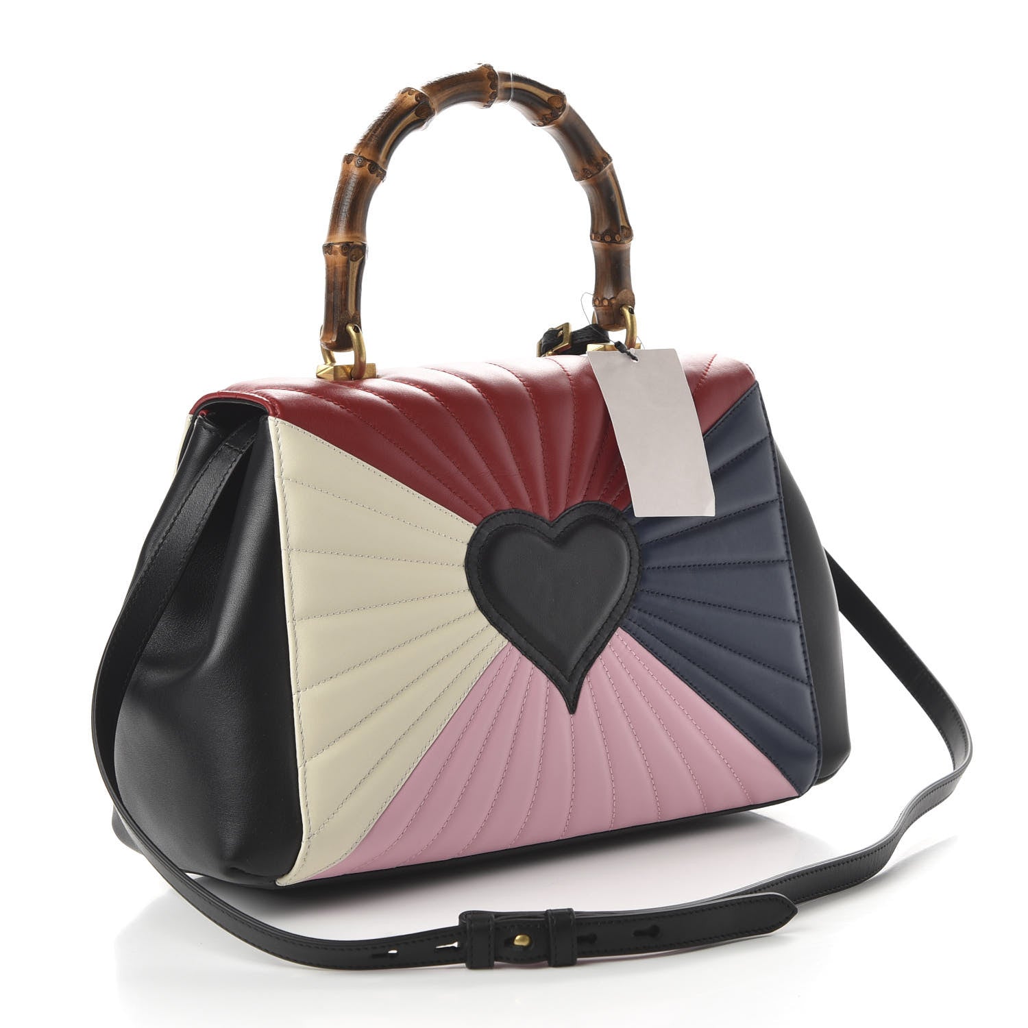 Gucci Calfskin Bamboo Trapuntata Queen Margaret Top Handle Bag Blue Agata Hibiscus Red Mystic White Sugar Pink 4 of 11