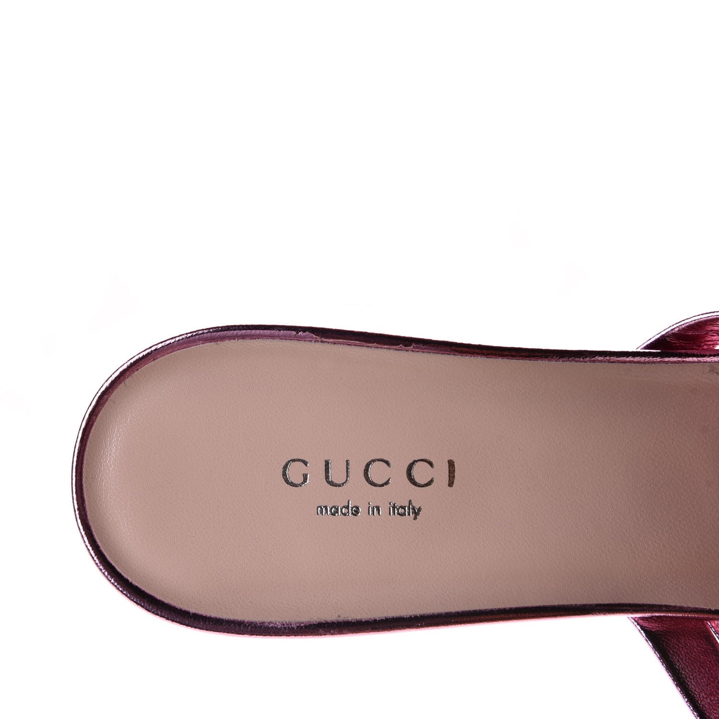 Metallic Nappa Crawford Knot Mid Heel Slide Sandals 39.5 Rosa