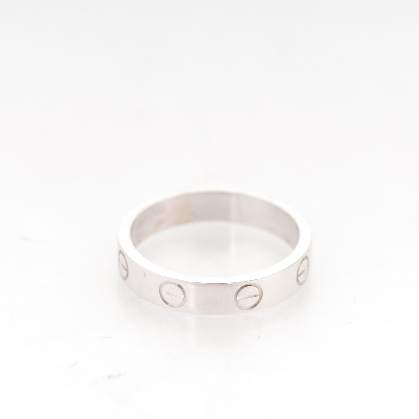 18K White Gold 4mm LOVE Wedding Band Ring 50 5.25