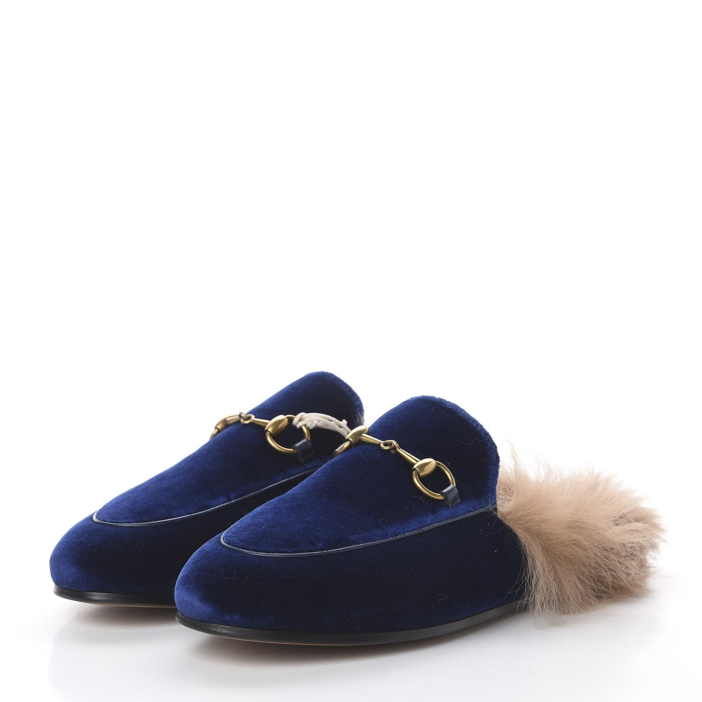 Velvet Fur Womens Princetown Slippers 36 Cobalt Blue