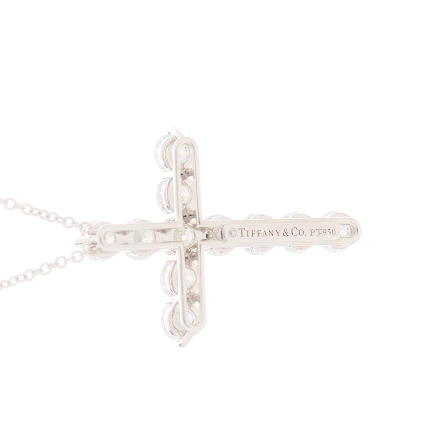 Tiffany Platinum Diamond Large Cross Pendant Necklace 1843047