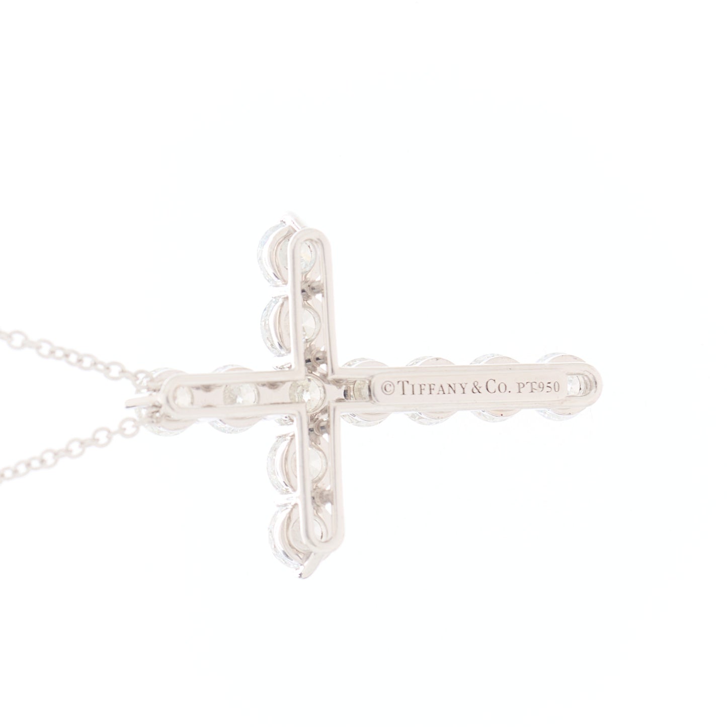 Platinum Diamond Large Cross Pendant Necklace