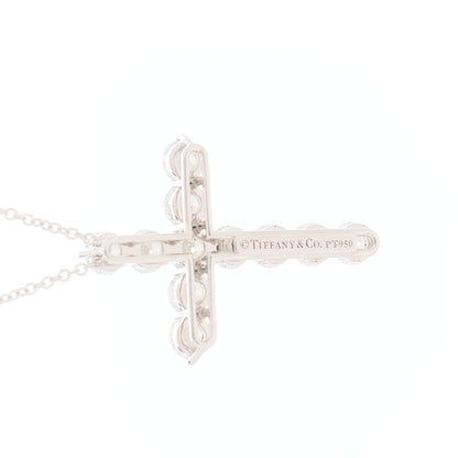 Tiffany Platinum Diamond Large Cross Pendant Necklace 4 of 6