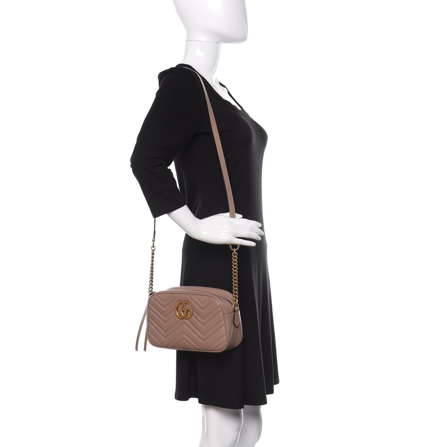 Calfskin Matelasse Small GG Marmont Chain Shoulder Bag Porcelain Rose