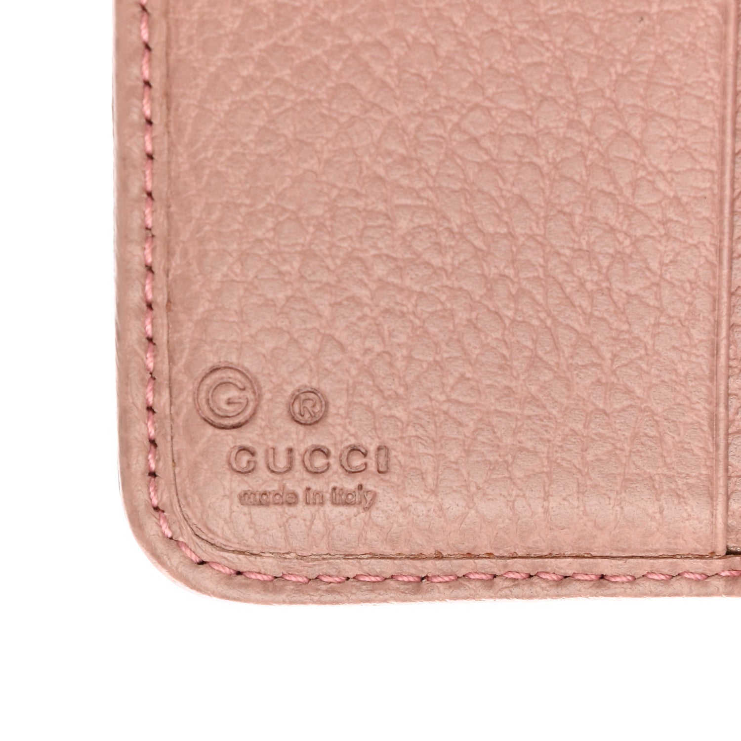 Gucci Monogram Dollar Calfskin Zip Around French Flap Wallet Beige Ebony Soft Pink 7 of 11
