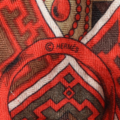 Hermes Cashmere Silk Colliers de Chiens Shawl 140 Black Rouge Kaki 5 of 9