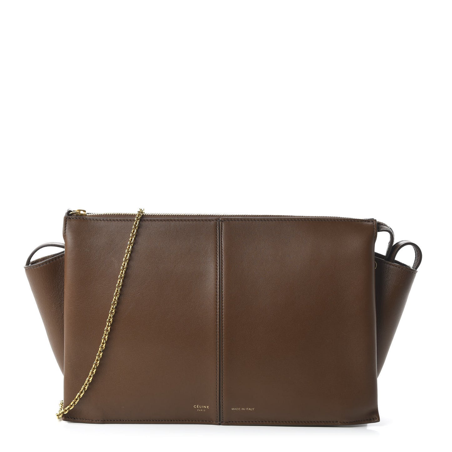 Natural Calfskin Tri-Fold Clutch on Chain Havana