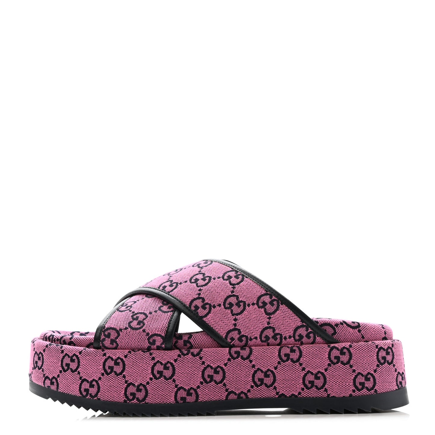 Monogram Multicolor Criss Cross Platform Slide Sandals 39 Pink Blue
