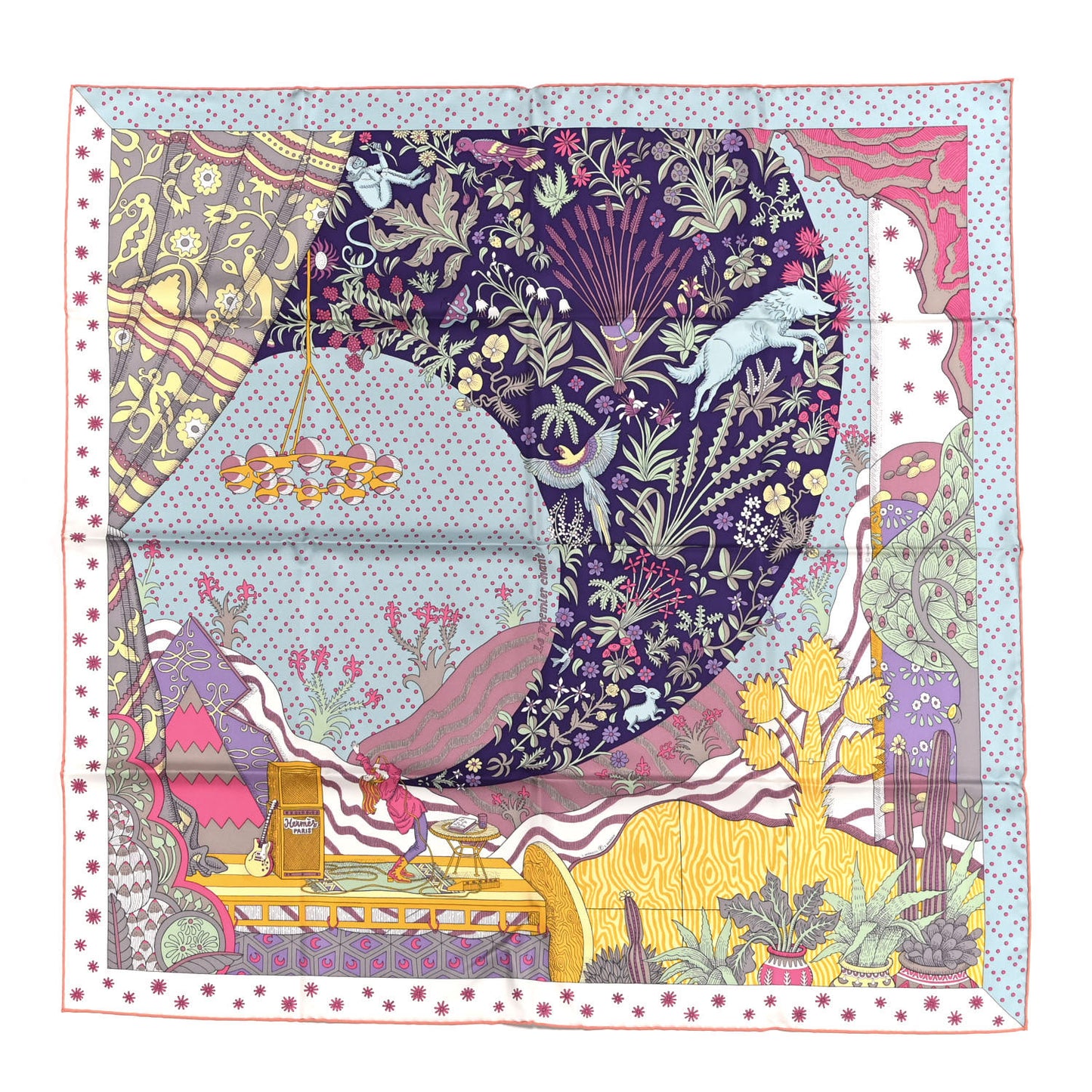 Silk Le Premier Chant Scarf 90 Violet Bleu Glacier