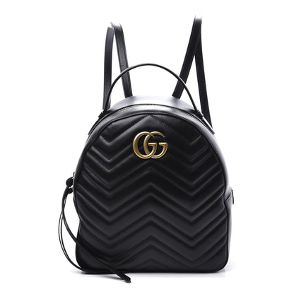 Gucci Calfskin Matelasse GG Marmont Dome Backpack Black 1 of 12