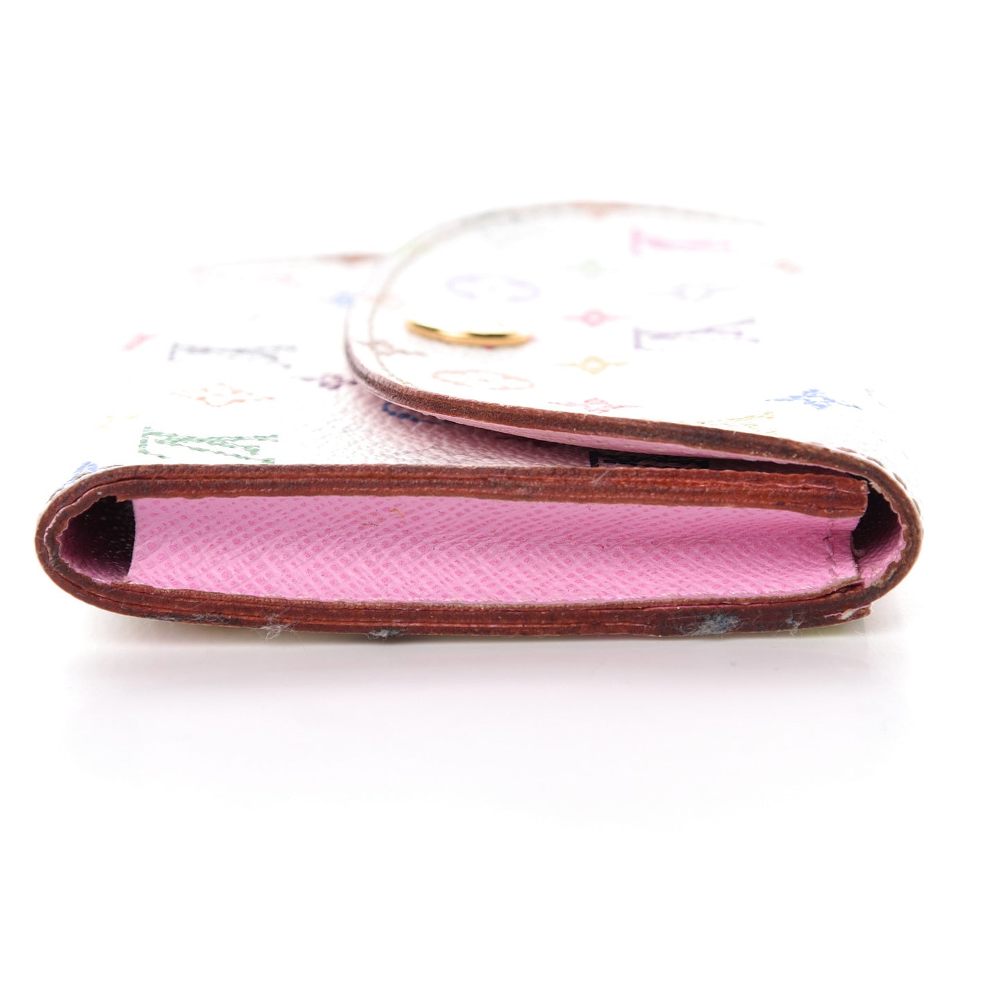 Monogram Multicolor Business Card Holder White Litchi