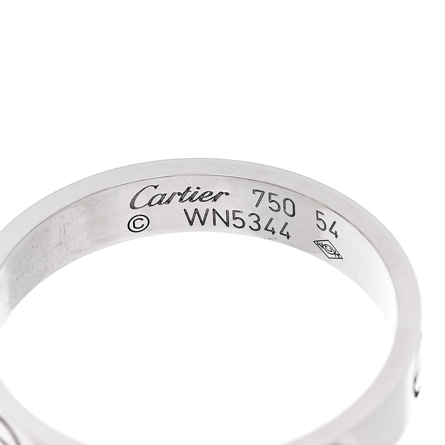 18K White Gold 3.5mm LOVE Wedding Band Ring 54 6.75