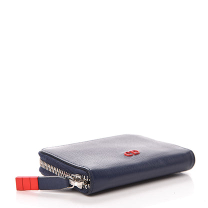 Christian Dior Grained Calfskin Compact Zip Wallet in Blue 4 of 7