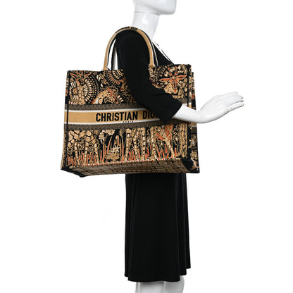 Christian Dior Canvas Embroidered Dior Animals Giraffe Book Tote Yellow Multicolor 2 of 10
