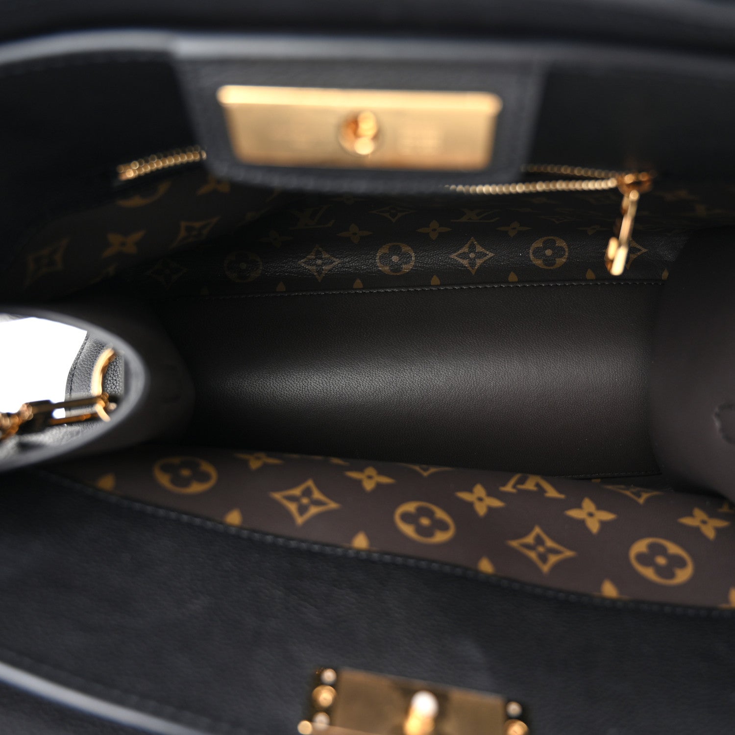 Louis Vuitton Grained Calfskin Steamer MM Black Chataigne 5 of 10