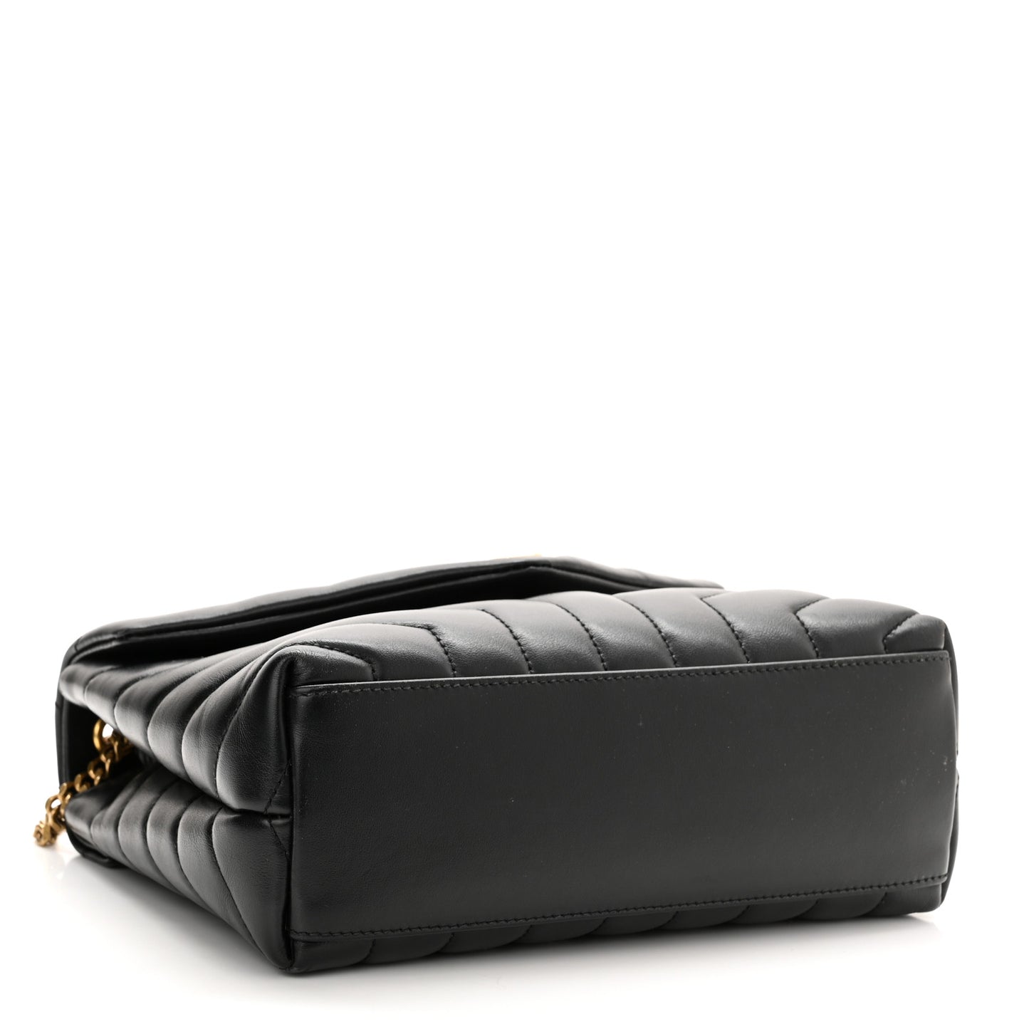 Calfskin Y Quilted Monogram Small Loulou Chain Satchel Black
