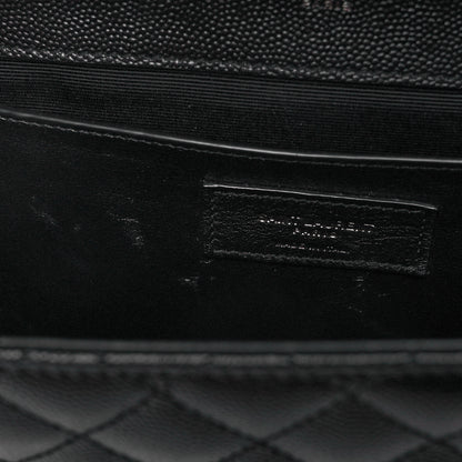 Saint Laurent Grain De Poudre Textured Mixed Matelasse Triquilt Medium Monogram Satchel Black 12 of 12
