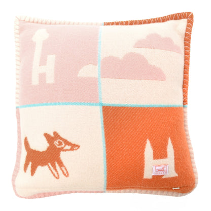 Hermes Wool Cashmere Avalon Epopee Pillow Mandarine Rose 2 of 3
