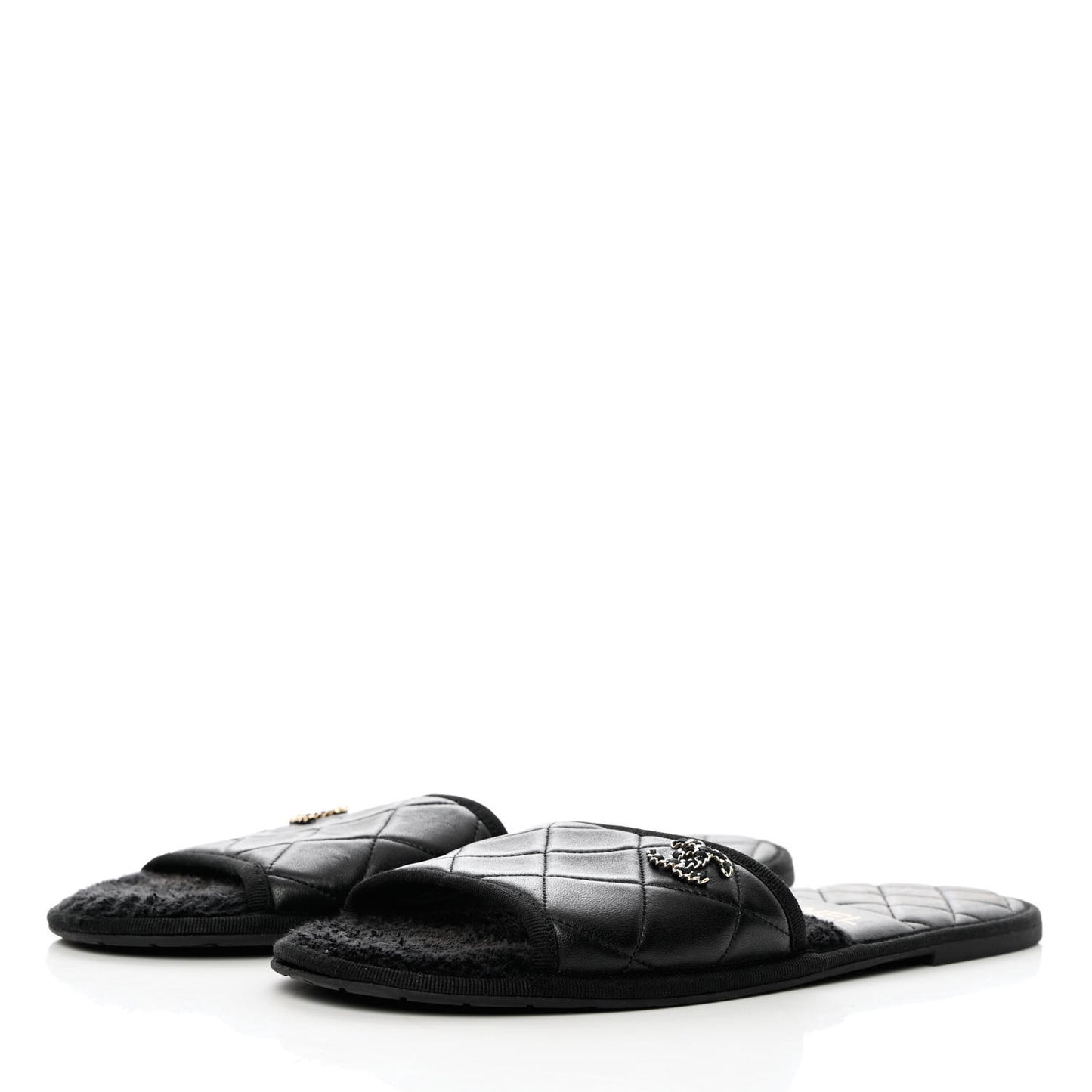 Lambskin CC Flat Mules M Black