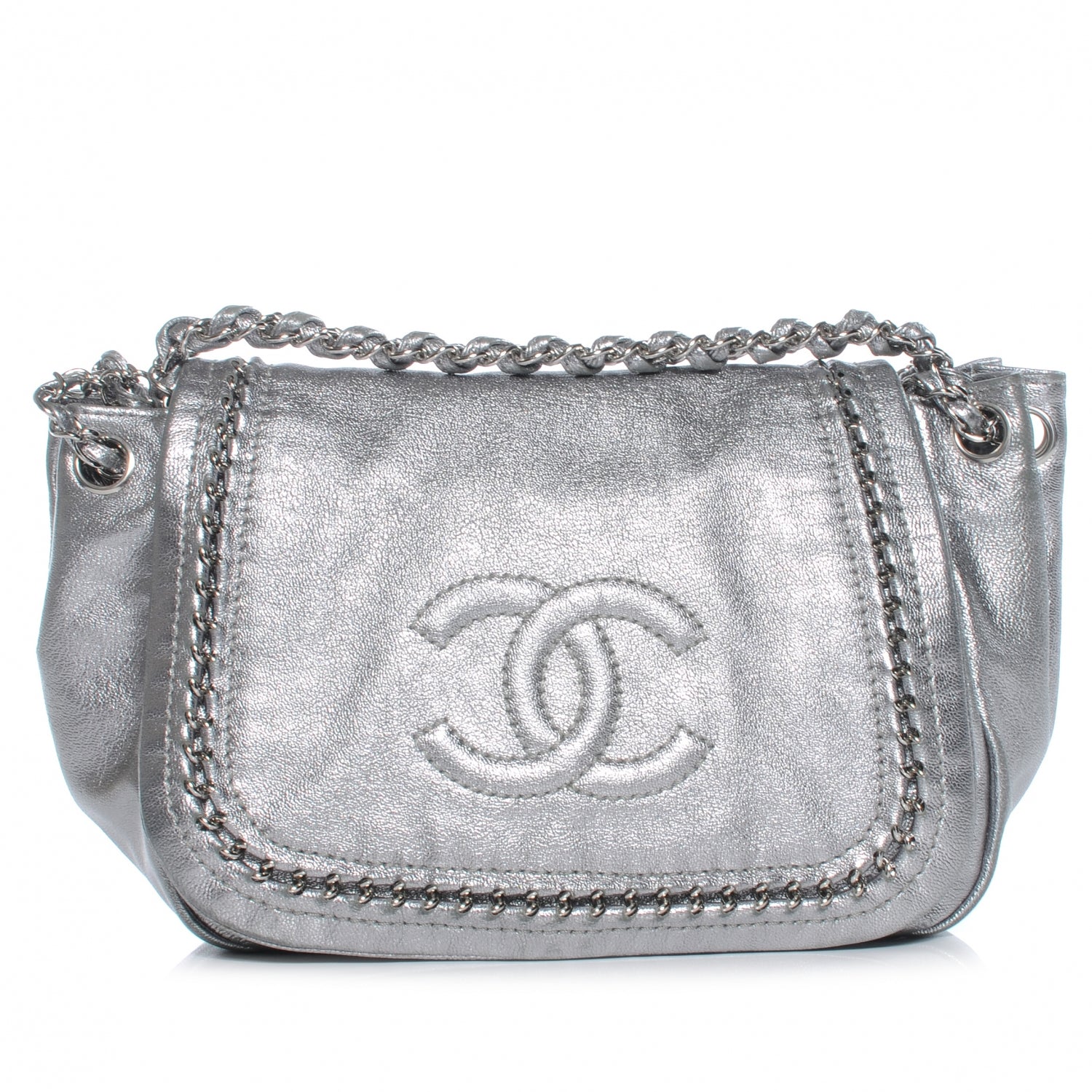 Chanel Luxe Ligne Flap Bag Silver 1 of 8