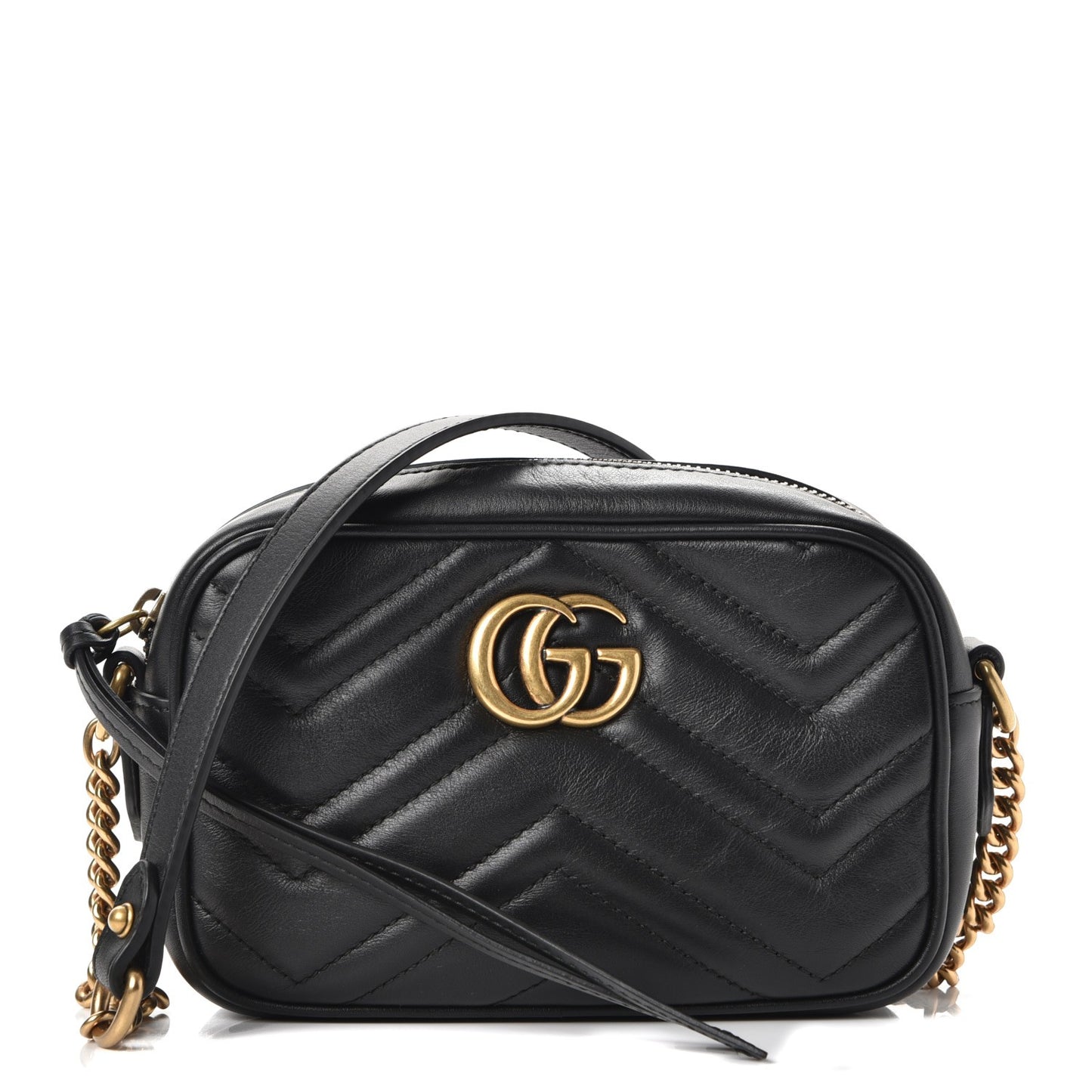 Calfskin Matelasse Mini GG Marmont Chain Shoulder Bag Black