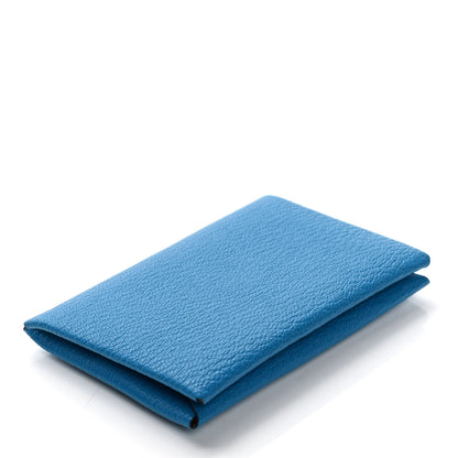 Hermes Chevre Mysore Verso Calvi Card Case Bleu Frida Cuivre 4 of 9
