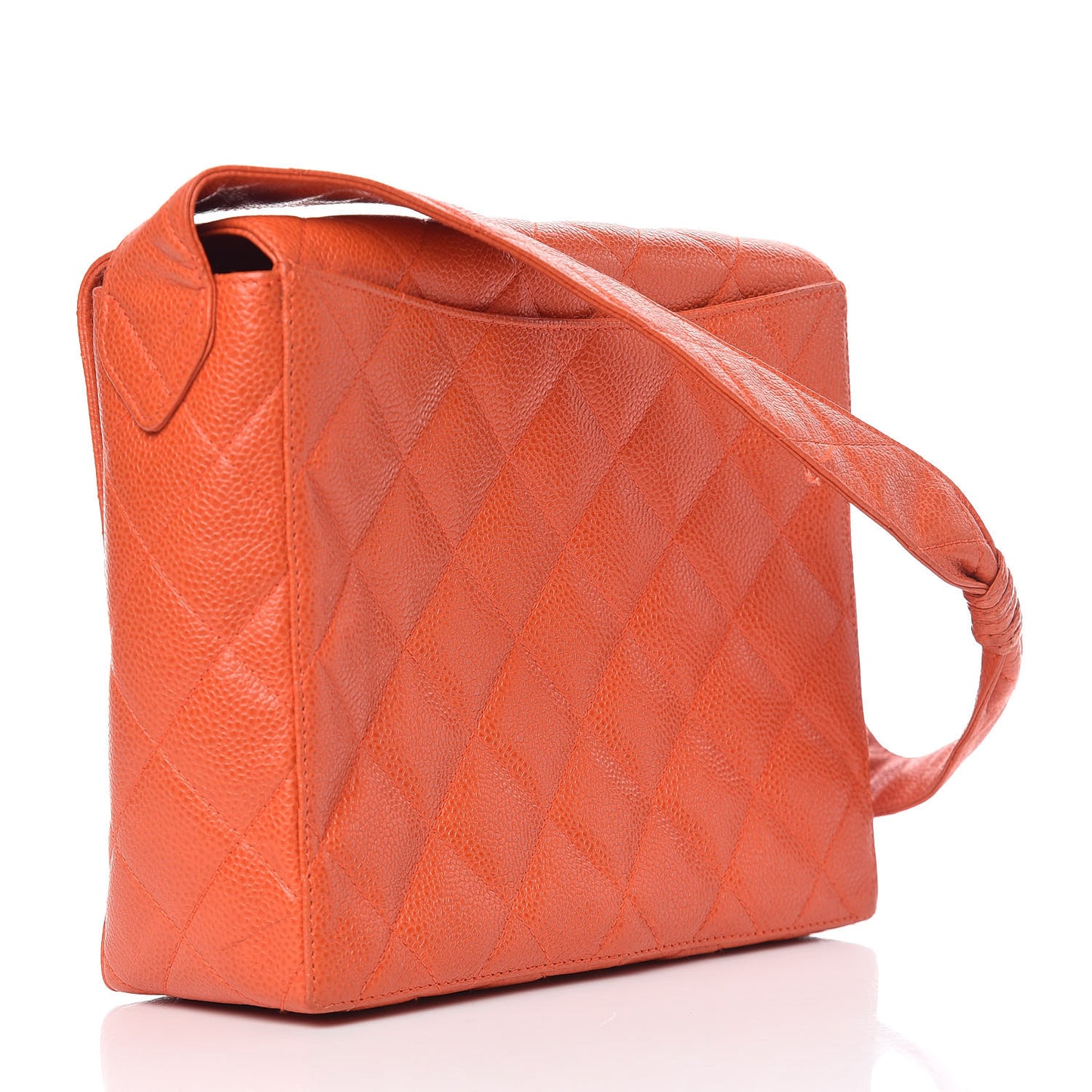 Caviar Quilted Shoulder Bag Orange