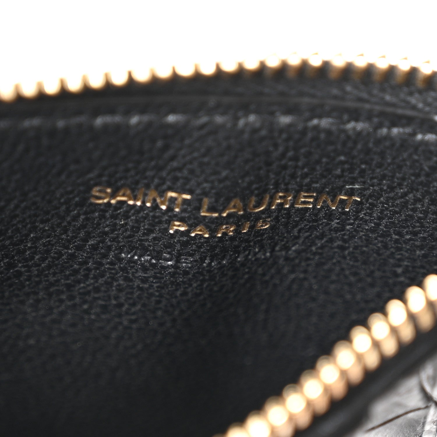 Saint Laurent Calfskin Crocodile Embossed 5 Fragments Zip Pouch Card Holder Black 6 of 7