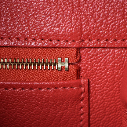Hermes Taurillon Clemence Birkin 35 Rouge Pivoine 21 of 37