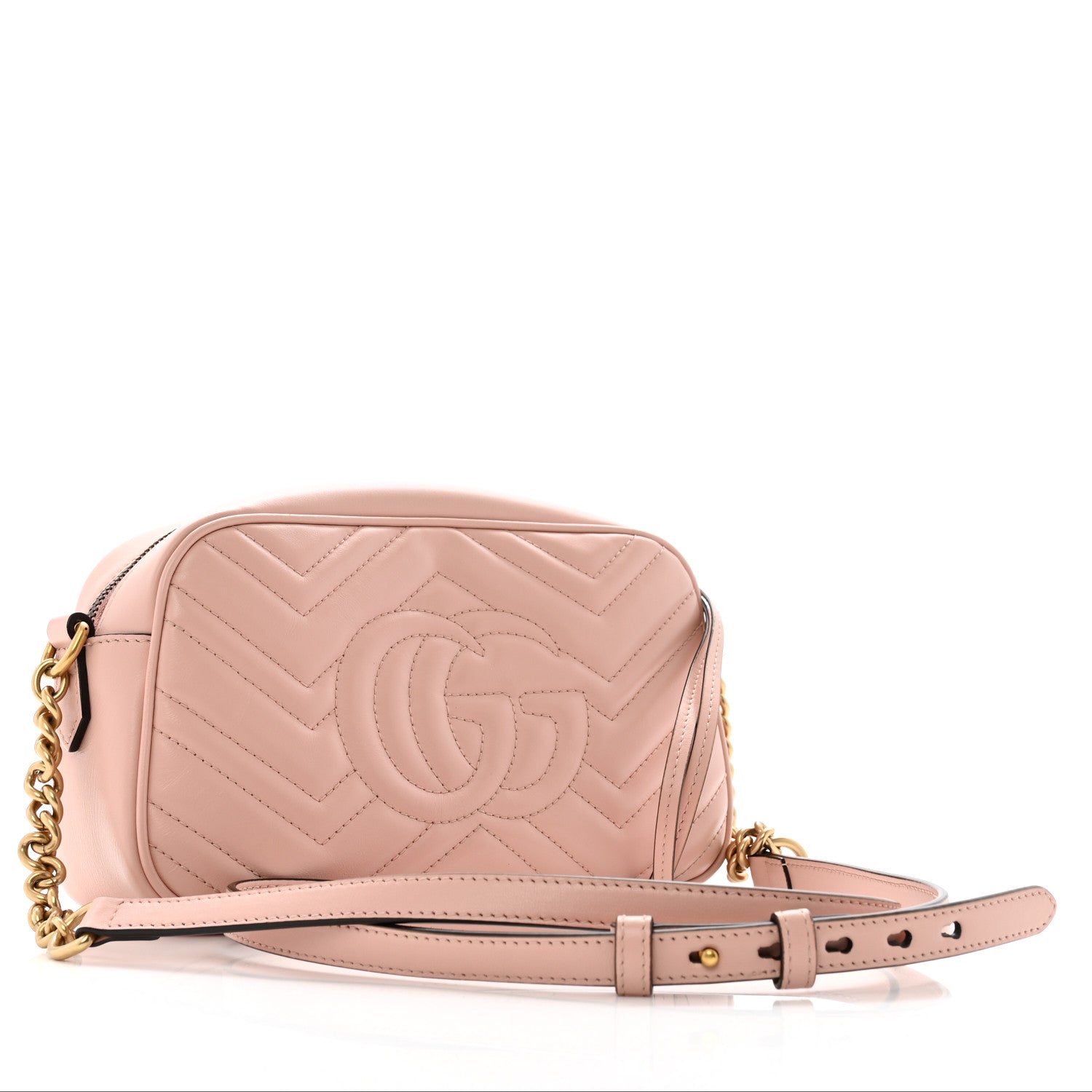 Gucci Calfskin Matelasse Small GG Marmont Chain Shoulder Bag Perfect Pink 3 of 11