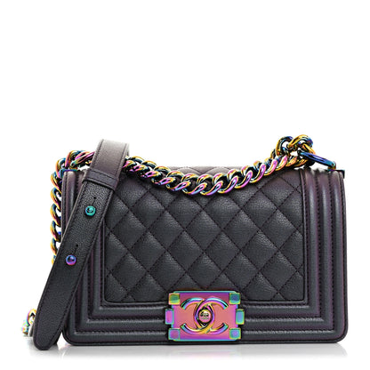 Chanel Iridescent Goatskin Quilted Small Boy Flap Purple 1 of 10