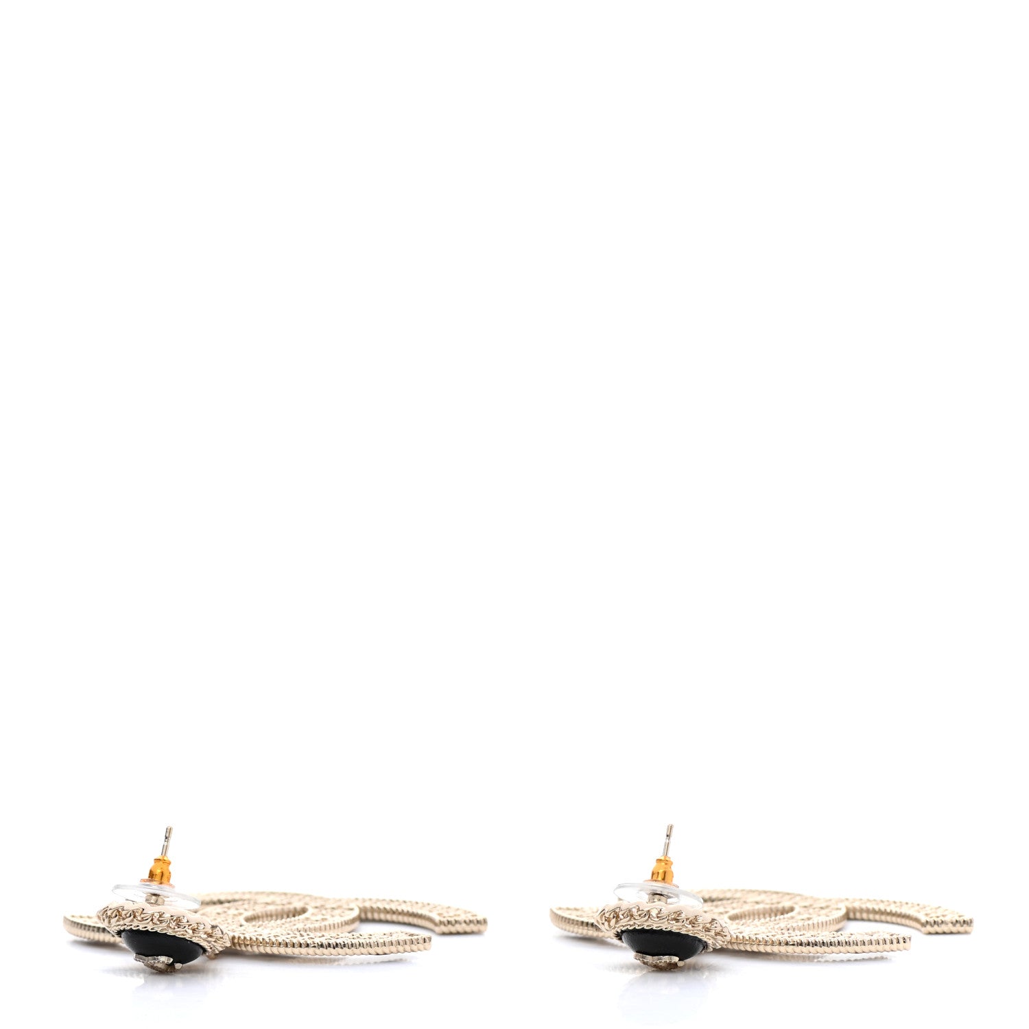 Chanel Metal Enamel Chain CC Drop Earrings Gold Black 3 of 5