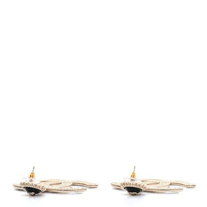 Chanel Metal Enamel Chain CC Drop Earrings Gold Black 3 of 5