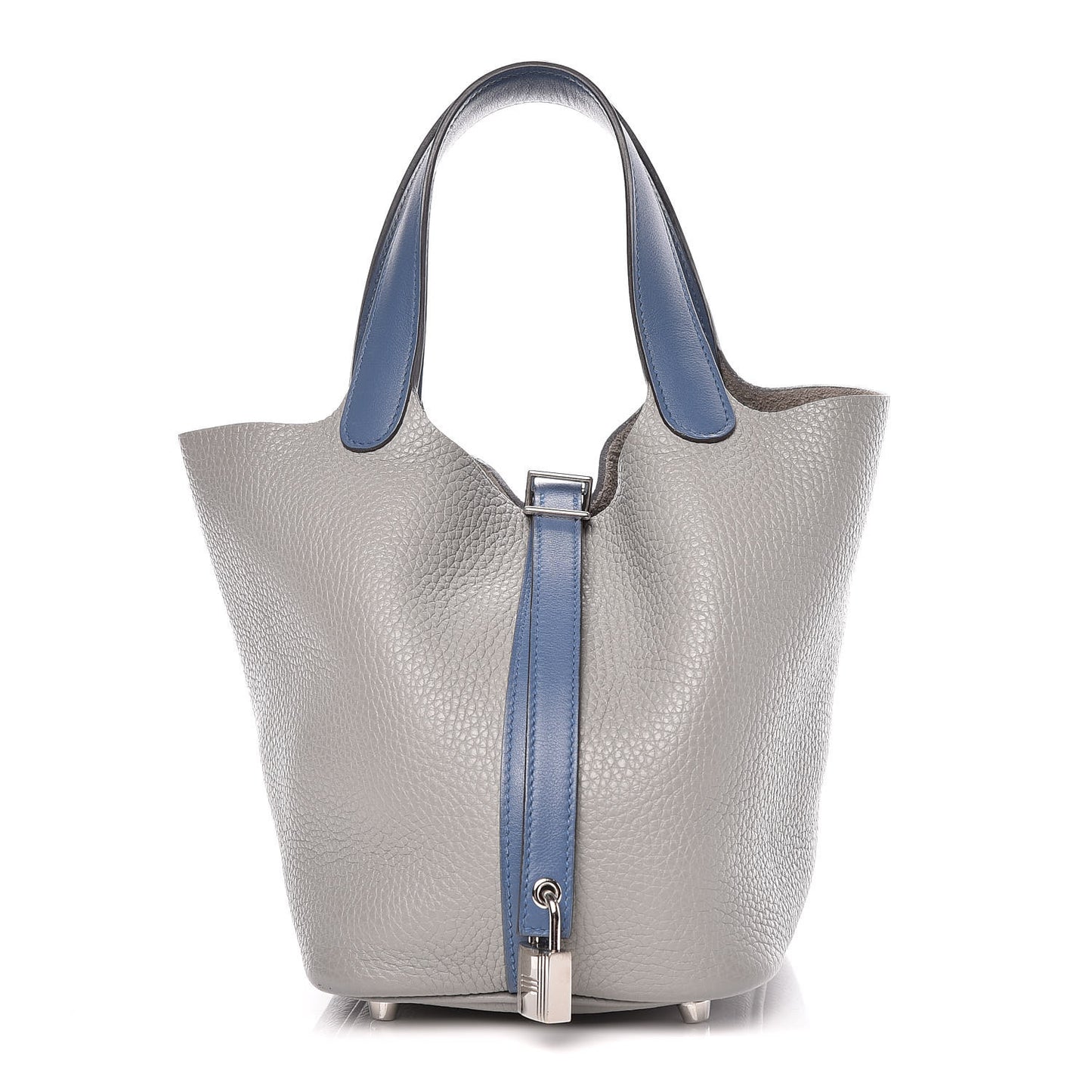 Taurillon Clemence Picotin Lock 18 PM Gris Mouette Bleu Agate