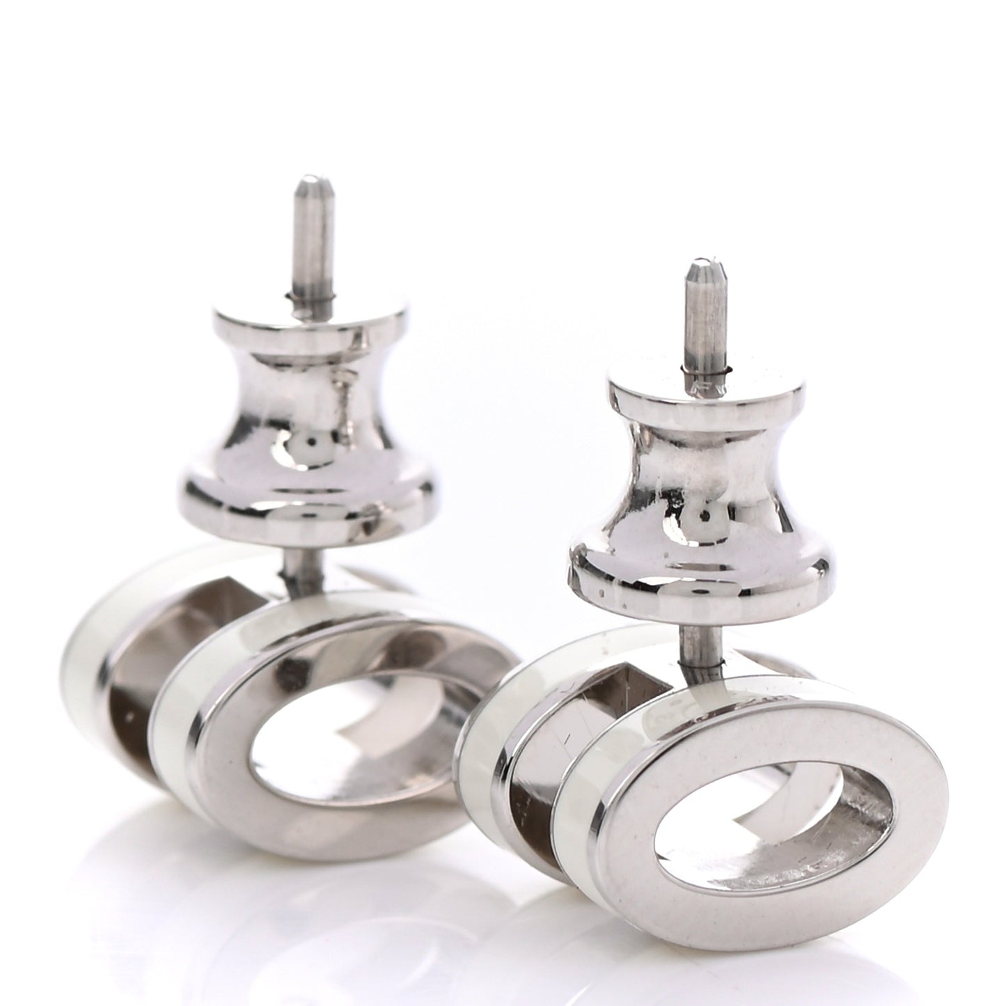Palladium Lacquered Mini Pop H Earrings White
