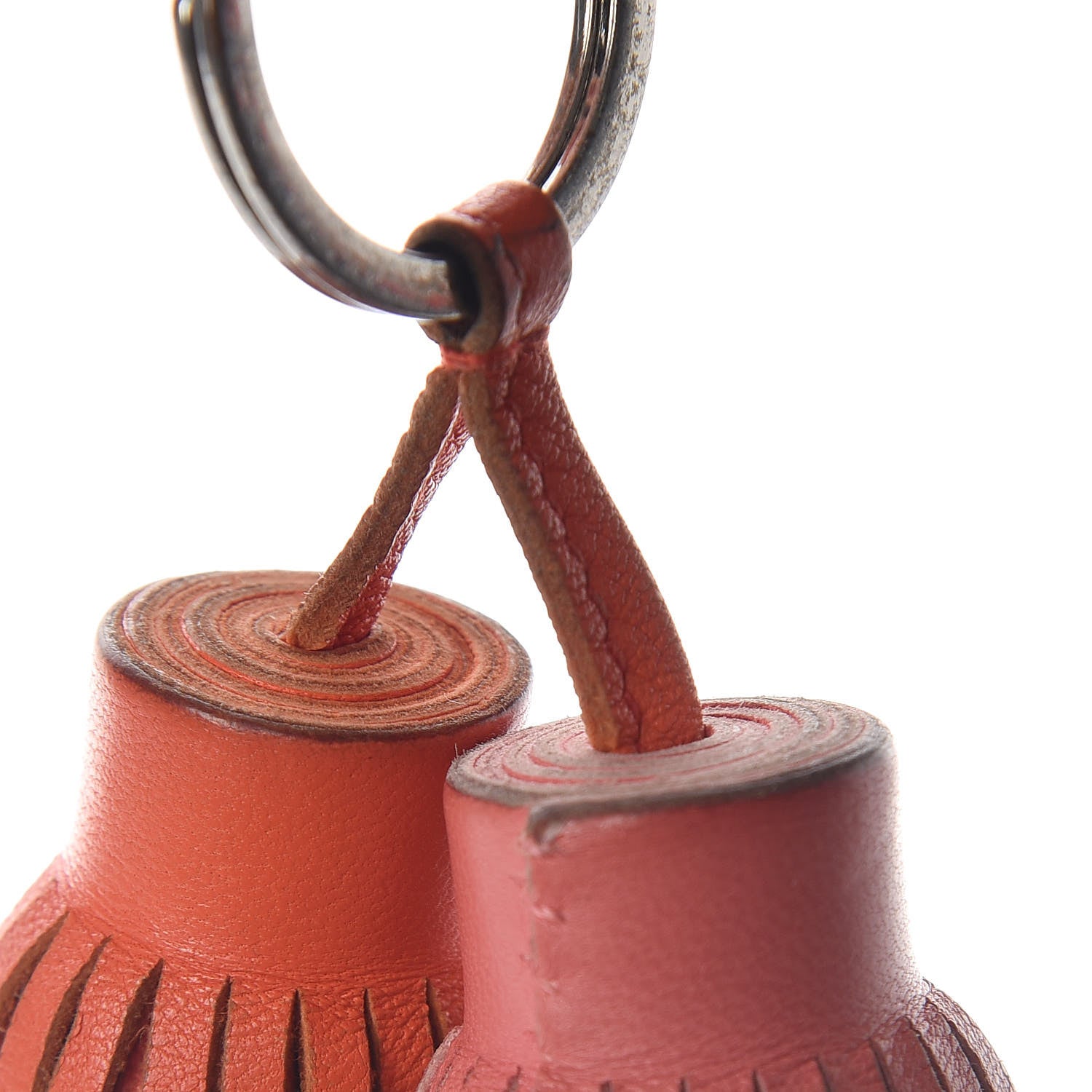 Hermes Lambskin Carmen Uno-Dos Key Holder Rose Azalee Orange Poppy 4 of 5