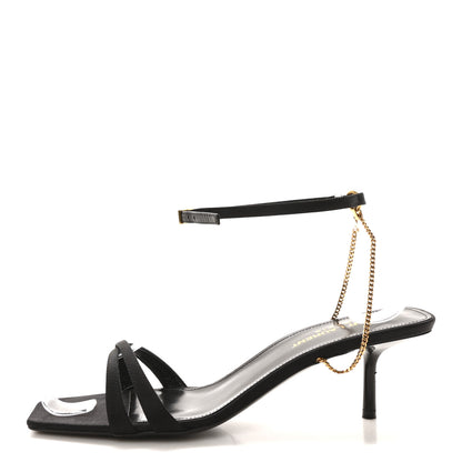 Saint Laurent Crepe Satin Baliqua Melody 55 Ankle Strap Sandals 38 Black 1 of 9