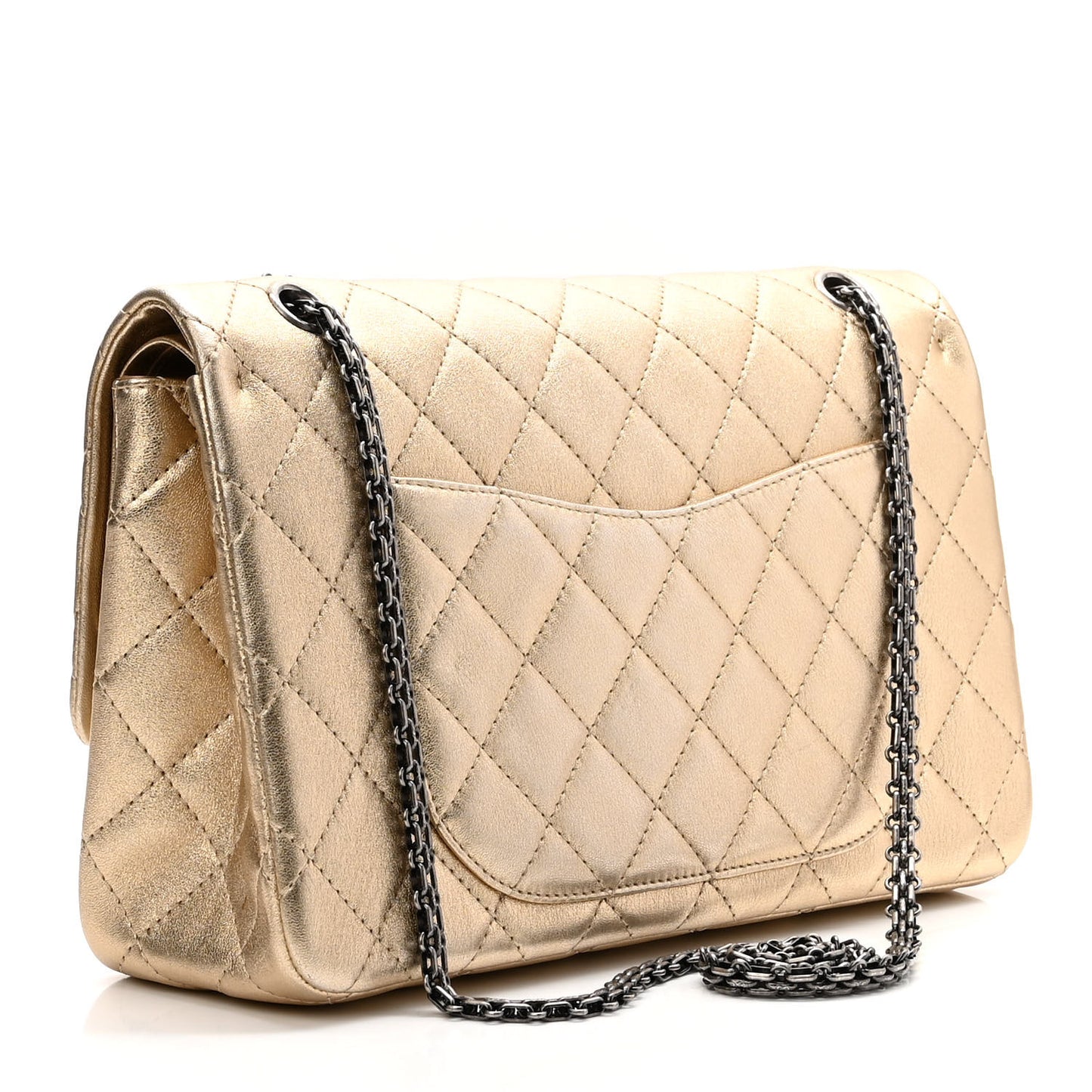Metallic Aged Calfskin Quilted 2.55 Reissue 227 Flap Gold