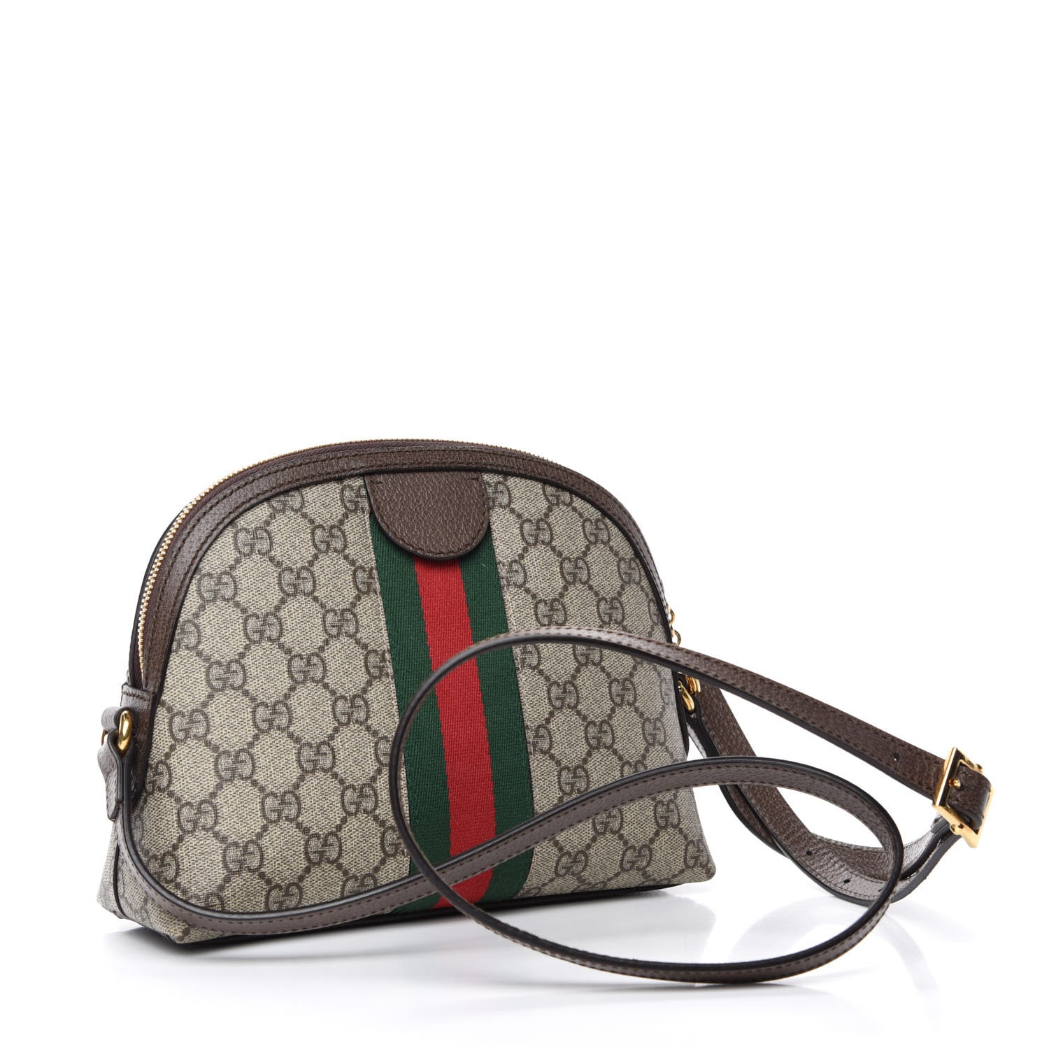 Gucci GG Supreme Monogram Textured Dollar Calfskin Web Small Ophidia Dome Shoulder Bag Beige Ebony New Acero 3 of 10