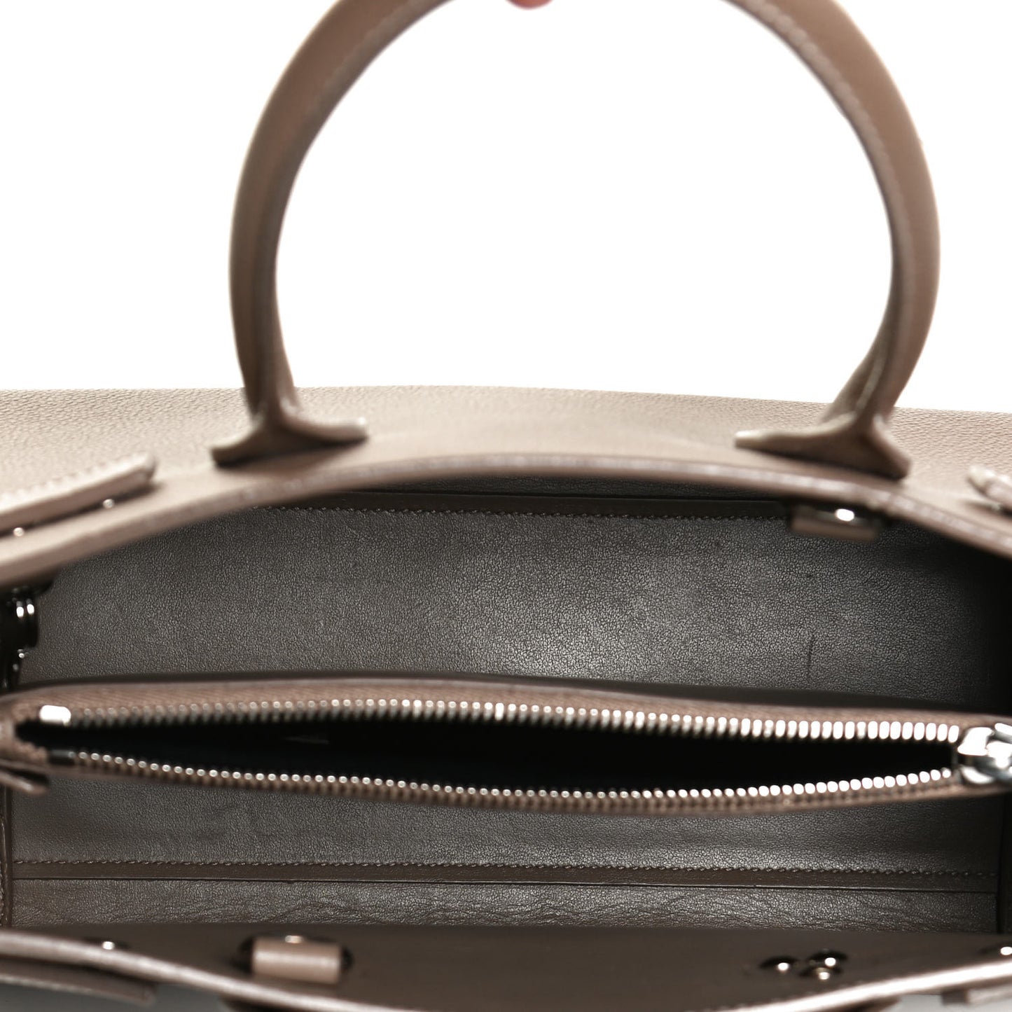 Grained Calfskin Topstich Baby Sac De Jour Taupe