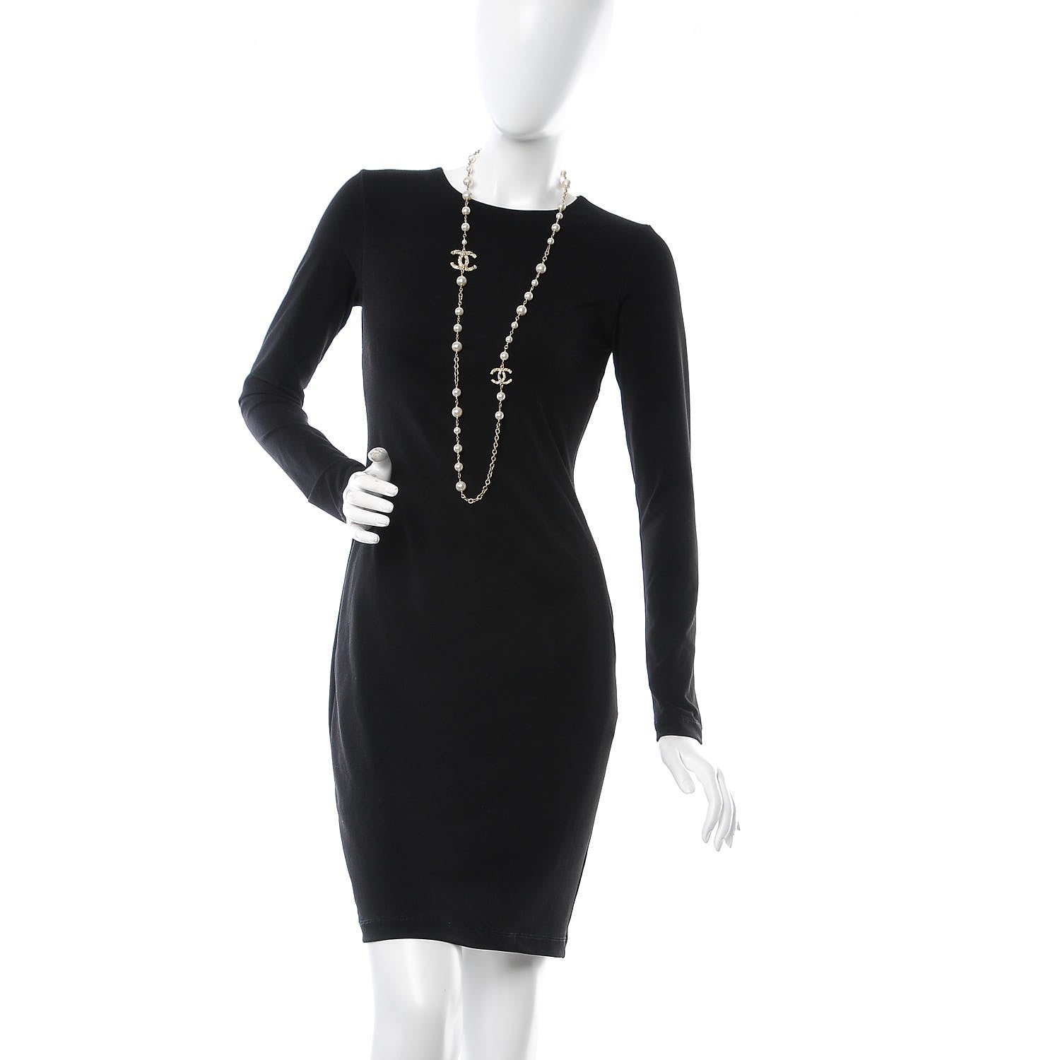 Chanel Graduated Pearl Crystal Twisted CC Long Necklace Gold 2 of 4