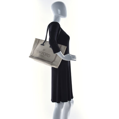 Tom Ford Canvas Calfskin T Tote Beige 2 of 19