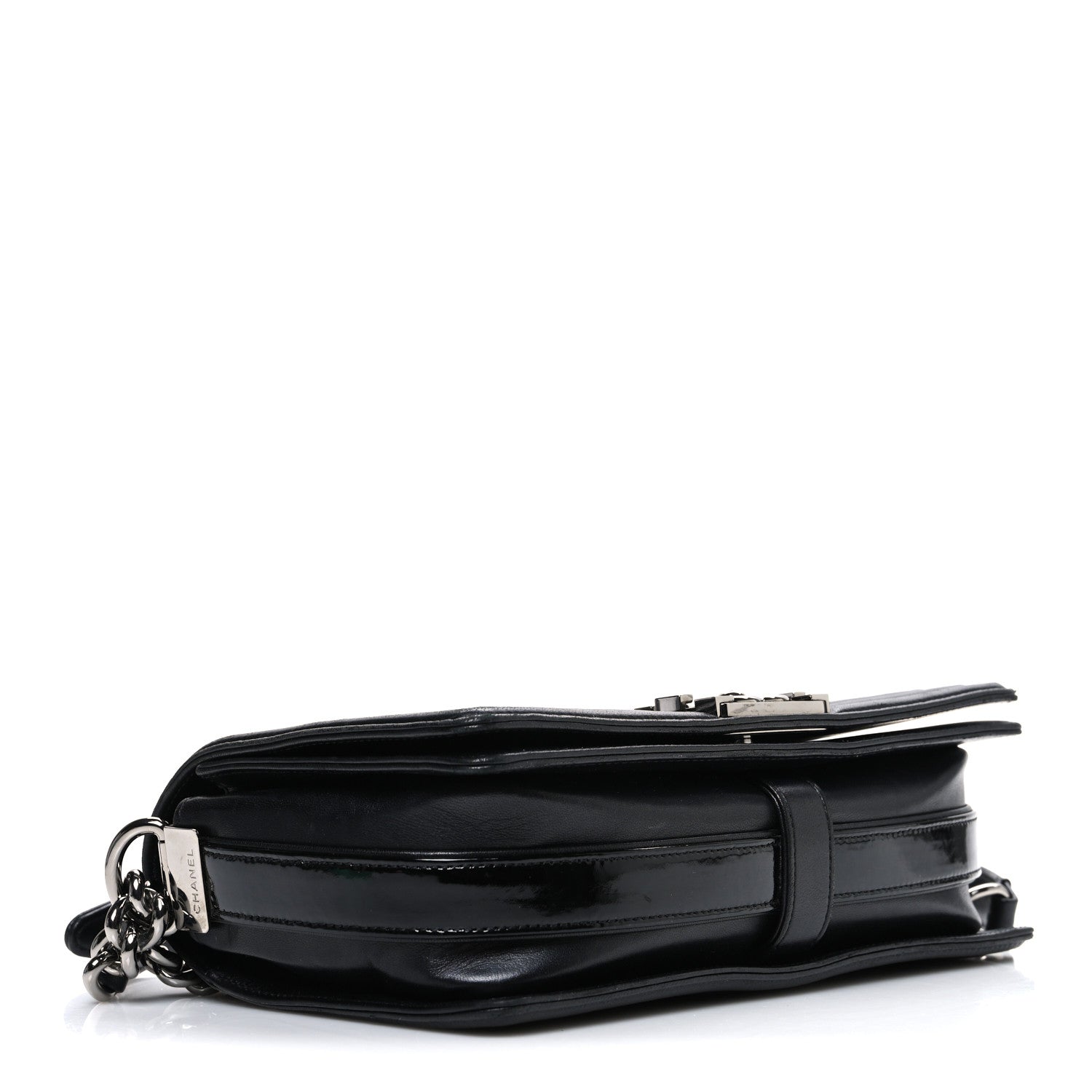 Chanel Calfskin Patent Braided Medium Boy Flap Black 4 of 13