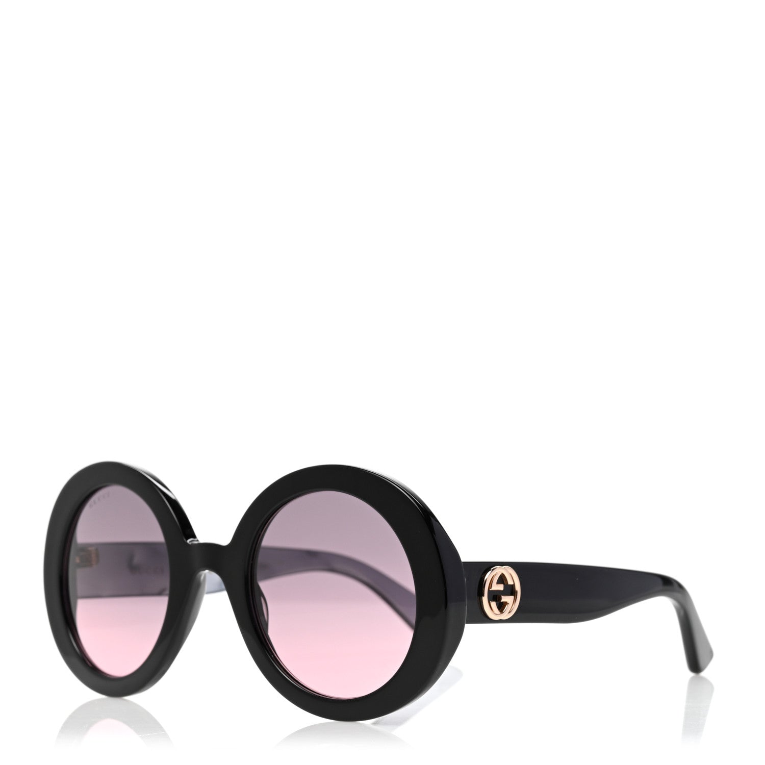 Gucci Acetate Round GG Sunglasses GG0319S Black 1 of 7